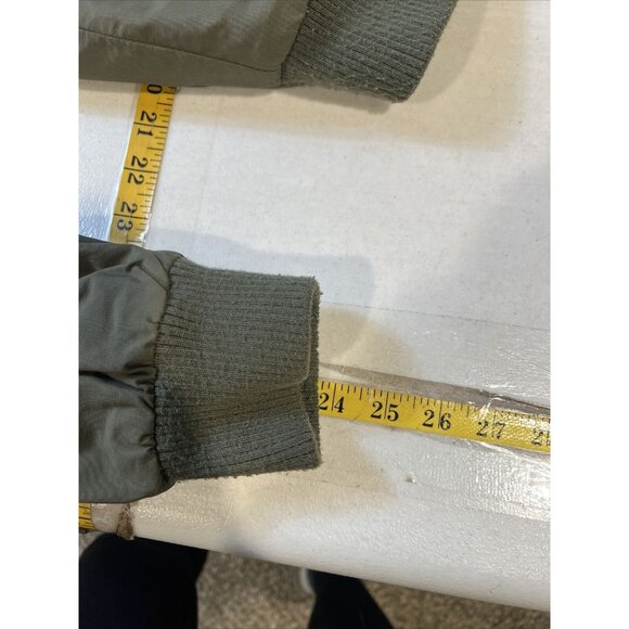 Lands End Kids Olive Green Bomber Jacket Faux Fur Collar Winter Coat XL 18-20 - Picture 4 of 7